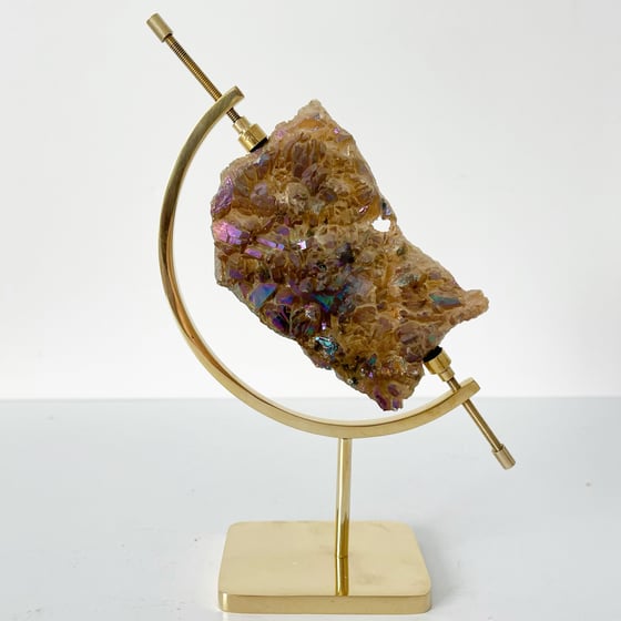 Image of Titanium Coated Amethyst no.53 + Brass Arc Stand