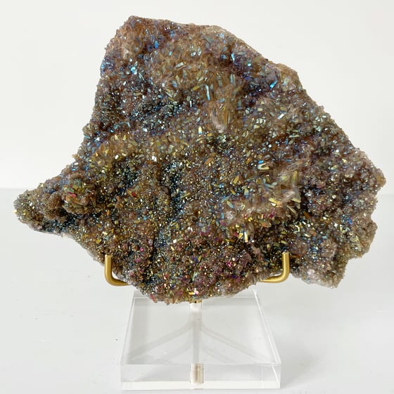 Image of Titanium Coated Amethyst no.21 + Lucite and Brass Stand
