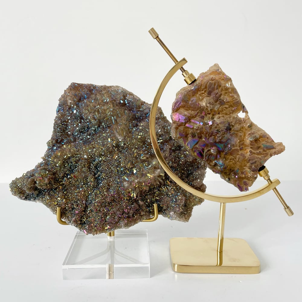 Image of Titanium Coated Amethyst no.21 + Lucite and Brass Stand