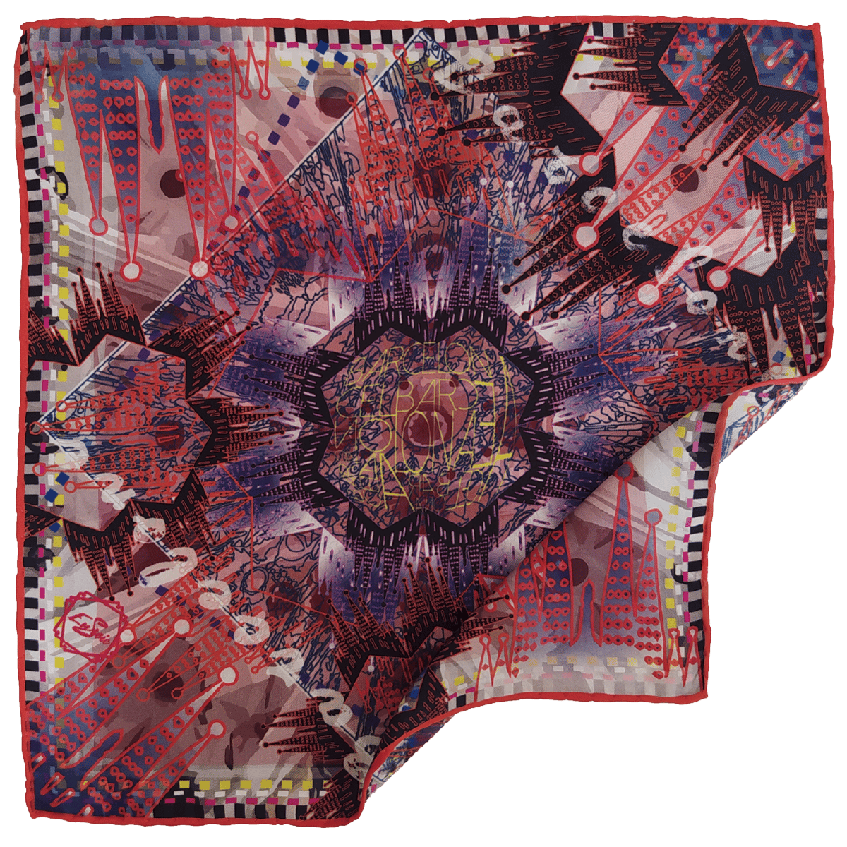 Image of TRIP A BARCELONE, Le Grand Foulard (carré en soie de 90/90cm)