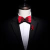 Handmade Red Polka Dot Feather Bow Tie w/FREE Lapel Pin set