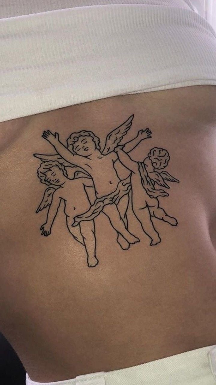 T.O.T Underboob cherub angel tattoo (available in black or red)