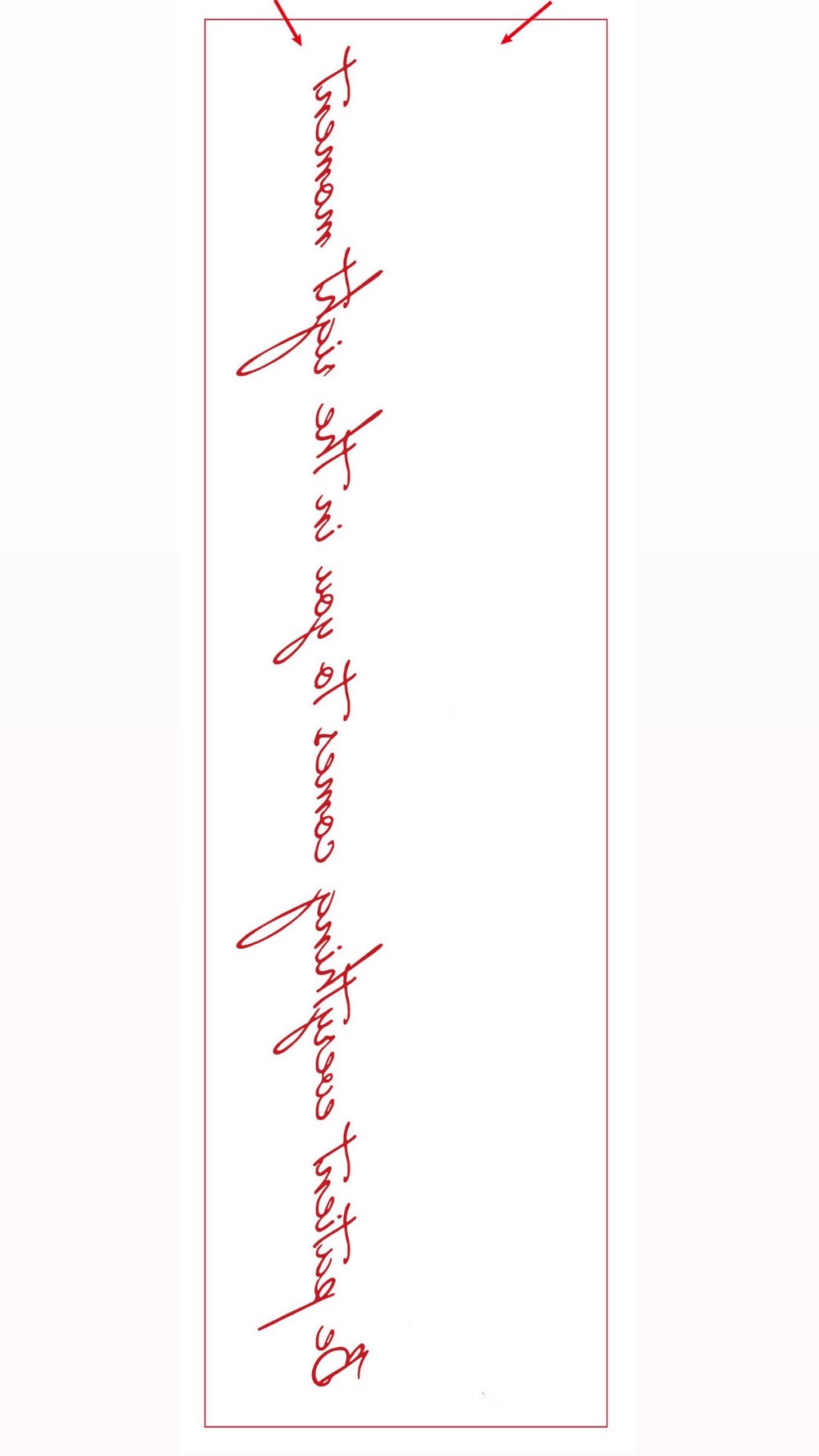 T.O.T long cursive writing back tattoo.  Available in black & red