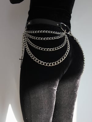 Image of MADE TO ORDER - CROSS & CHAINS BELT IN MATTE PVC (Size XS - XL)