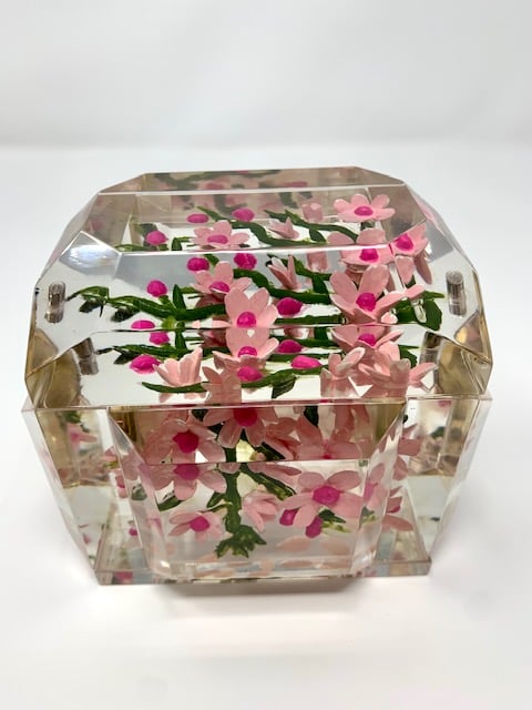 Image of Painted Mini Victorian Cherry Blossoms Box