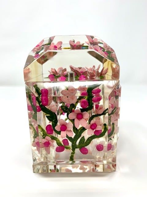 Image of Painted Mini Victorian Cherry Blossoms Box