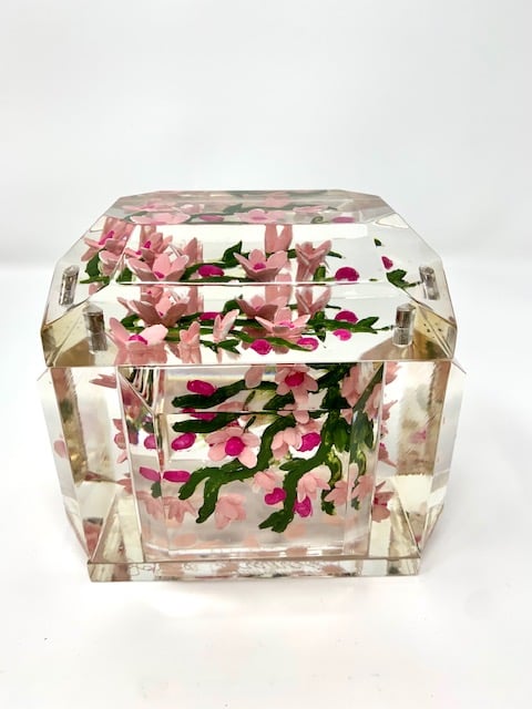 Image of Painted Mini Victorian Cherry Blossoms Box-custom order only