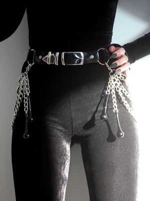 Image of MADE TO ORDER  - BLACK TEARDROP BELT IN SHINY PVC (Size XS-XL)