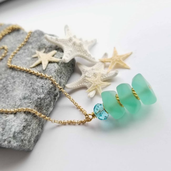 Chunky Sea Glass Pendant - Emerald