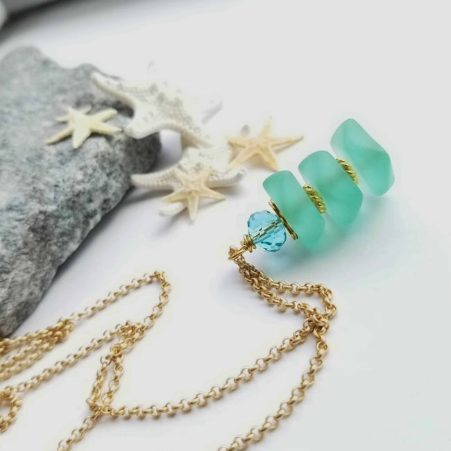 Chunky Sea Glass Pendant - Emerald