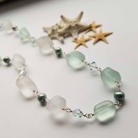 Image 1 of Seaside Nugget Sea Glass Necklace - Light Aqua