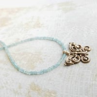 Image 1 of Filigree Butterly and Blue Apatite Necklace 