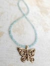 Filigree Butterly and Blue Apatite Necklace 