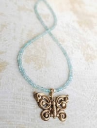 Image 2 of Filigree Butterly and Blue Apatite Necklace 