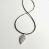 Quiet Elegance - Black Spinel and Silver Pave Leaf Necklace