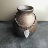 Image 4 of Quiet Elegance - Black Spinel and Silver Pave Leaf Necklace