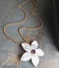 Image 2 of White Gardenia Necklace - Mother of Pearl