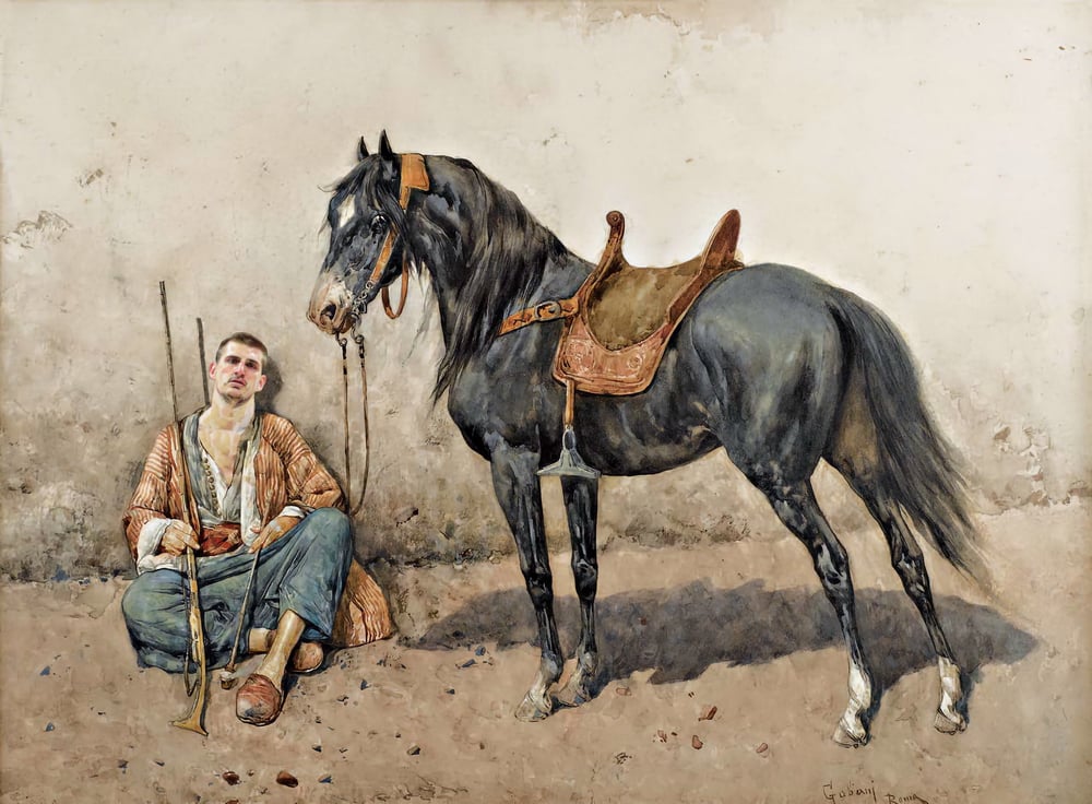 Resting Somborac and Horse (print)