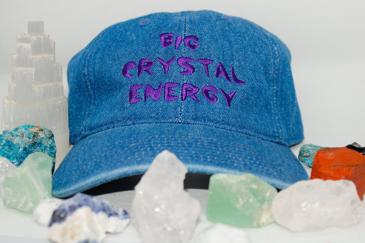 Image of Denim BIG CRYSTAL ENERGY Dad hat