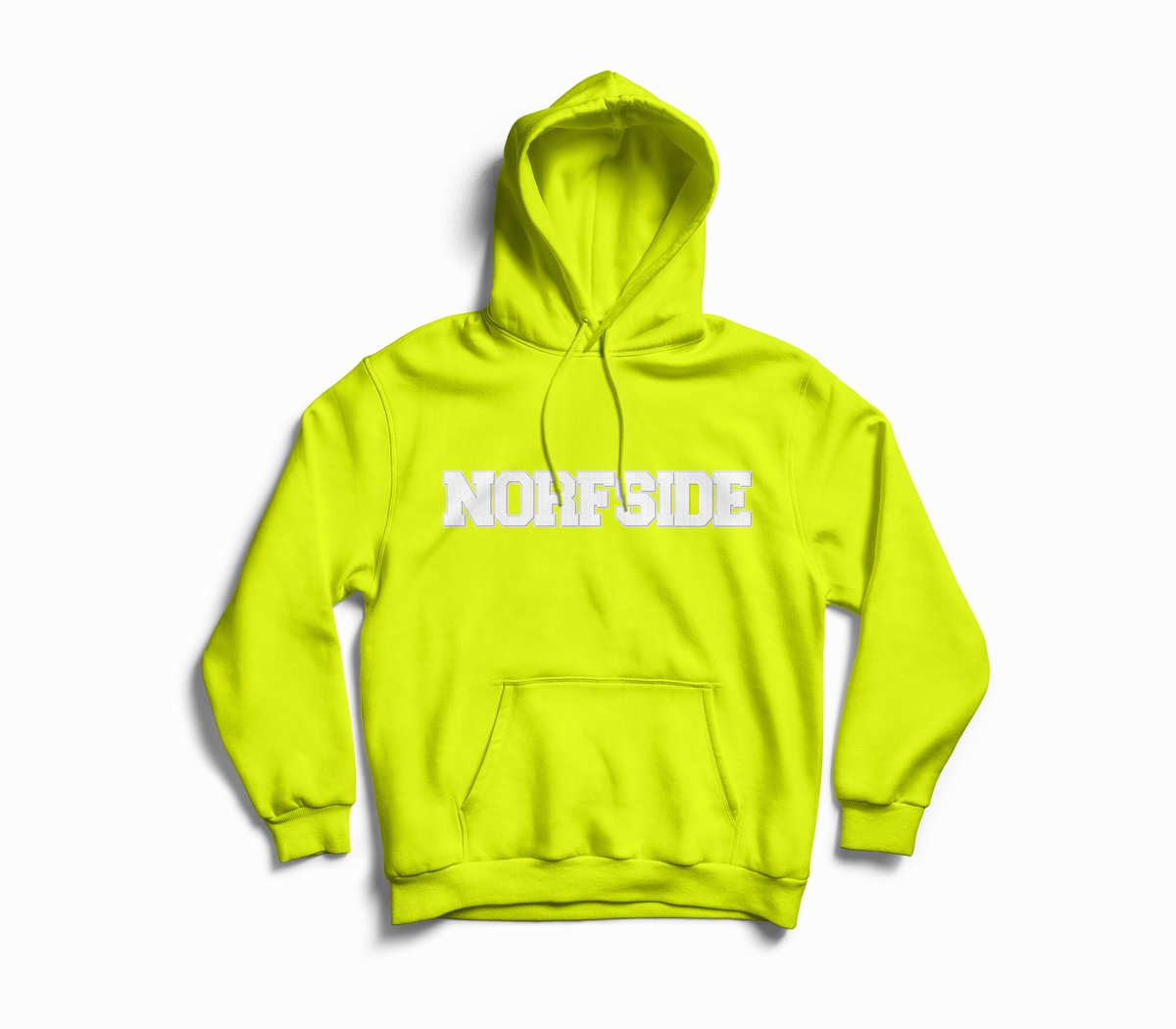Image of Safety Green  "NORFSIDE"  Chenille Patch Hoodie