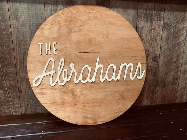 Round wood wedding guestbook alternative, last name wood sign