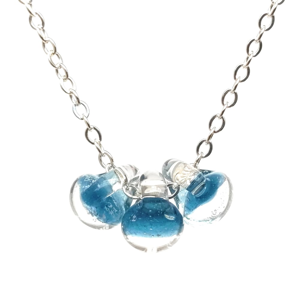 Image of Denim Glass Necklace Sterling Silver