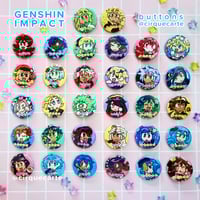 Image 1 of Genshin Impact: 1.5" Pinback Fan Made Buttons