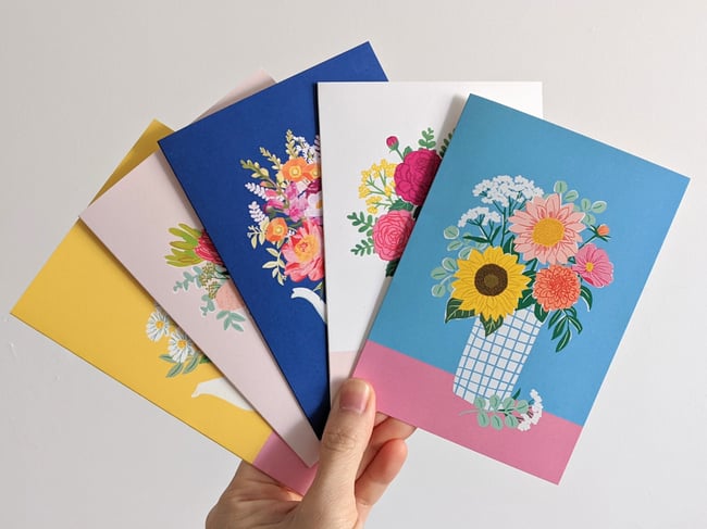 Floral Mixed Greeting Card Set - Pack of 5