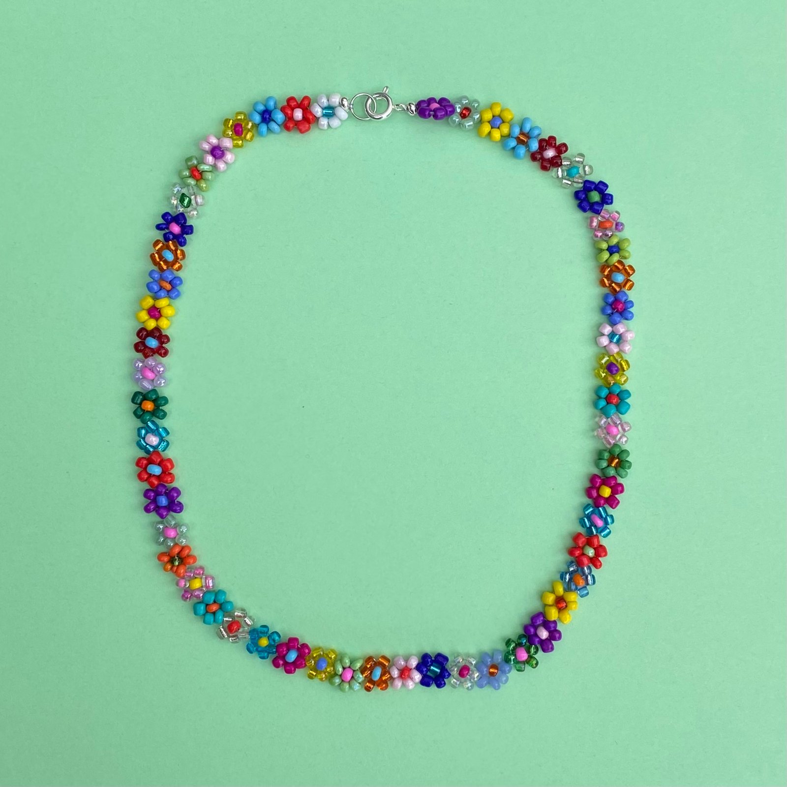 Rainbow Daisy Chain Necklace 