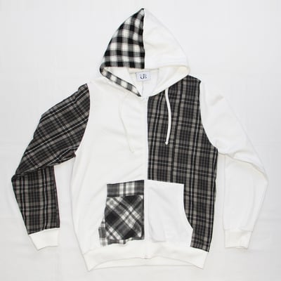 Image of Black Checked Patchwork Hoodie