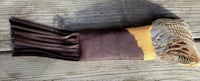 Image 1 of Leather Handle Fan, Brown and Camel Tan Leather