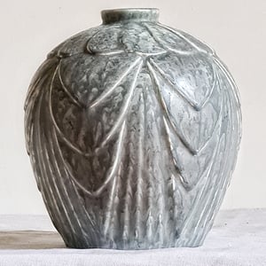 Ancien vase en grés émaillé gris circa 1900