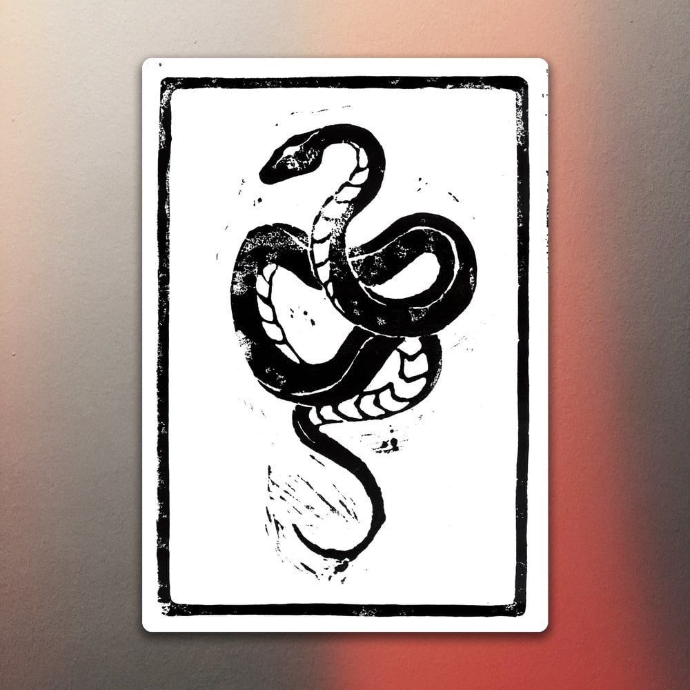 lino print - snake -