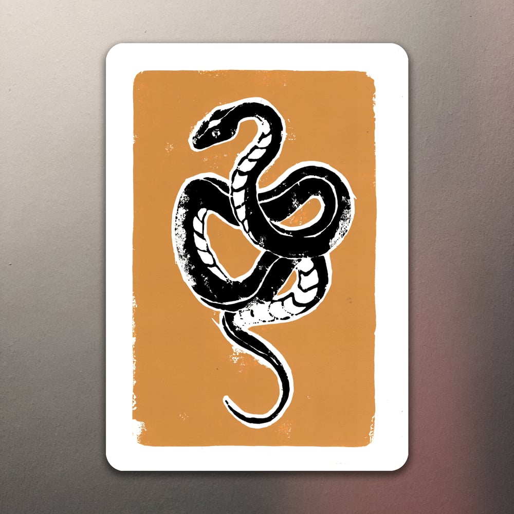 lino print - snake -