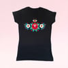 Bee and flowers black T-shirt. 