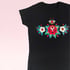 Bee and flowers black T-shirt.  Image 2