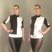 Image 3 of Black and White Colorblock Tshirt
