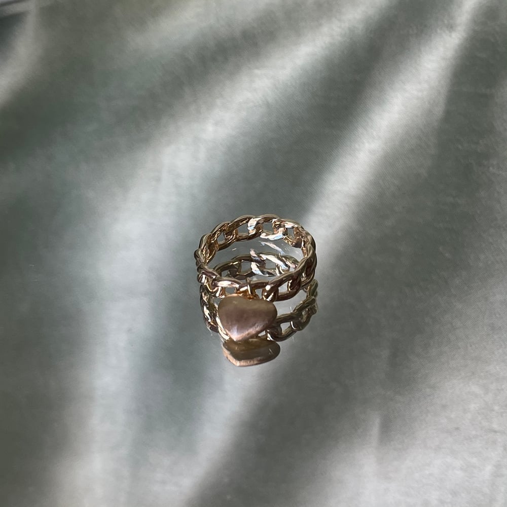 Image of Hanging Heart Cuban Ring