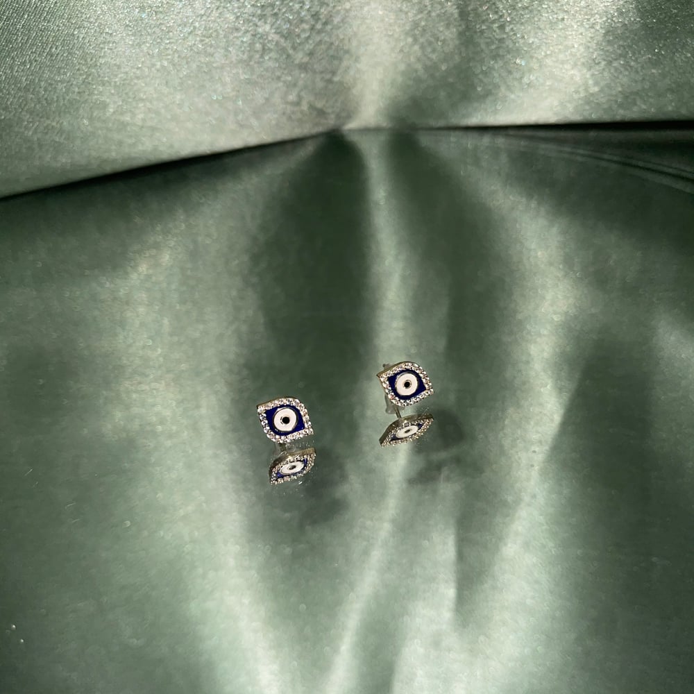 Image of Encrusted Evil Eye Earrings 