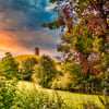 Glastonbury Tor, Somerset, beautiful sunrise, 8x8 inch print