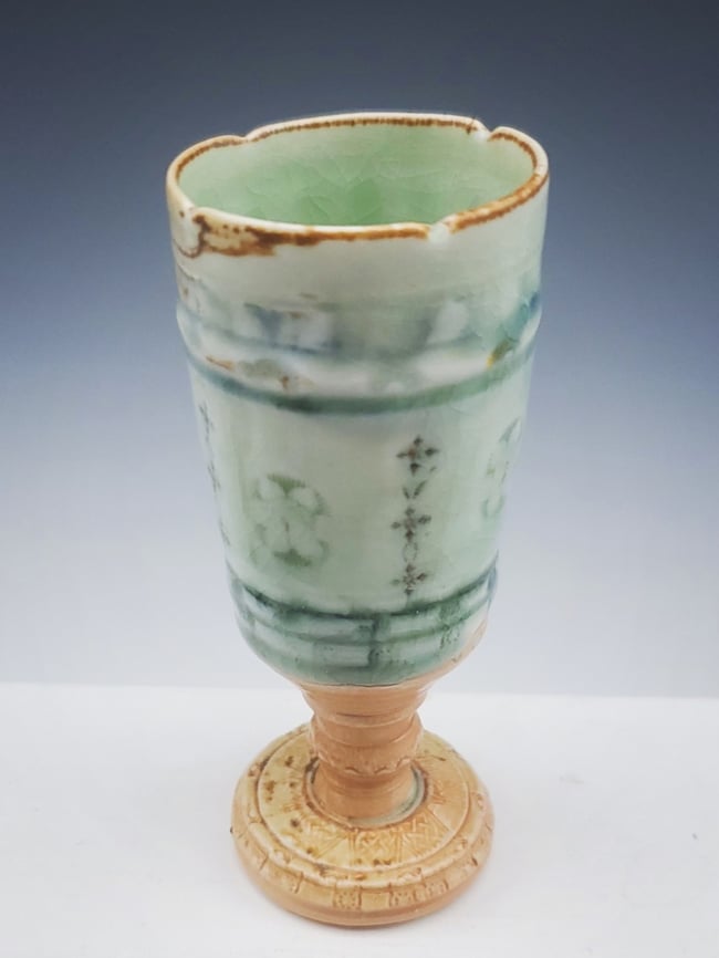 Woodfired Pistachio Mint Small Porcelain Chalice