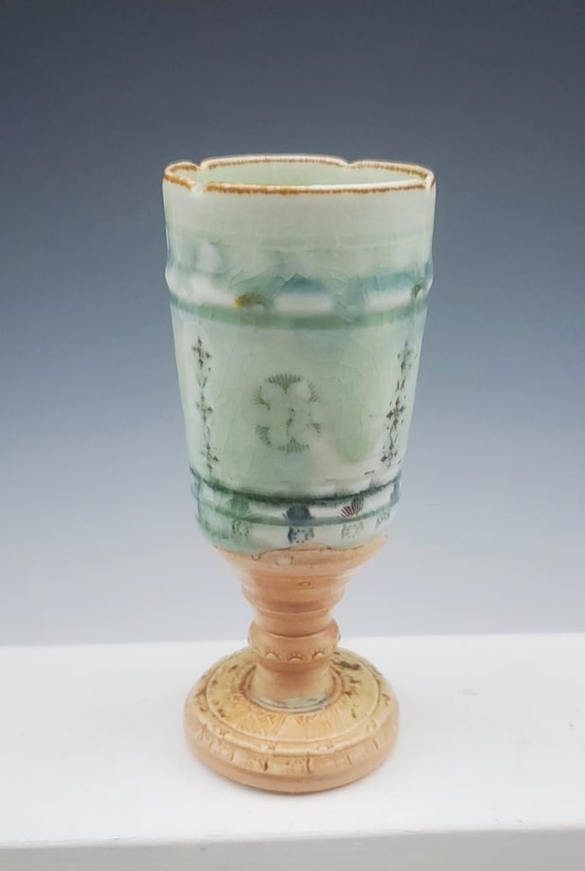 Woodfired Pistachio Mint Small Porcelain Chalice