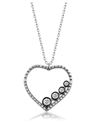 Quadruple Heart Silver Necklace, Rhodium Plated, Zircon Stone 925 Sterling Silver Women Necklace.