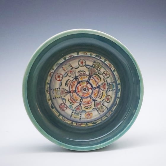 Image of Turquoise Green Mandala Flower Dish