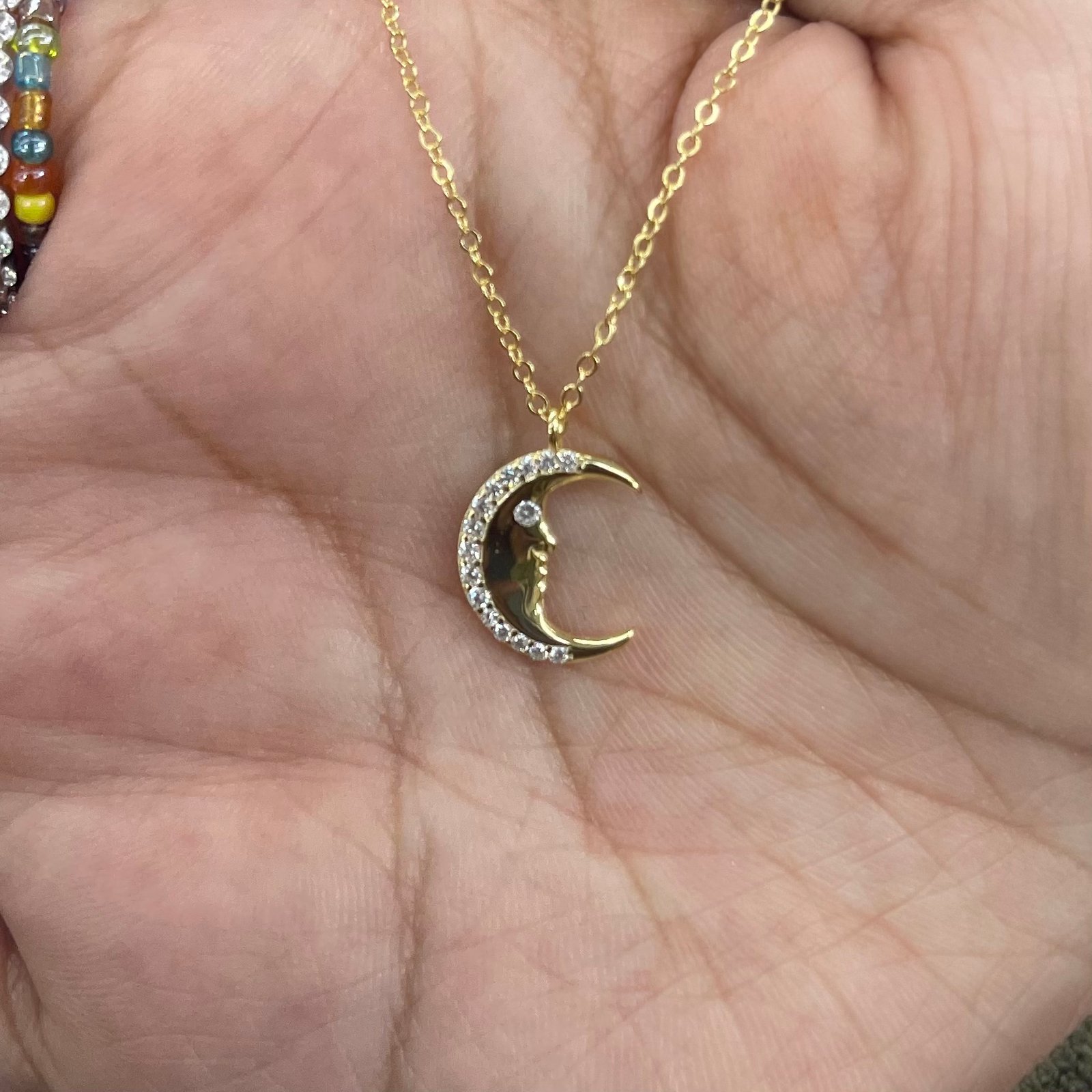 moon and back necklace gold