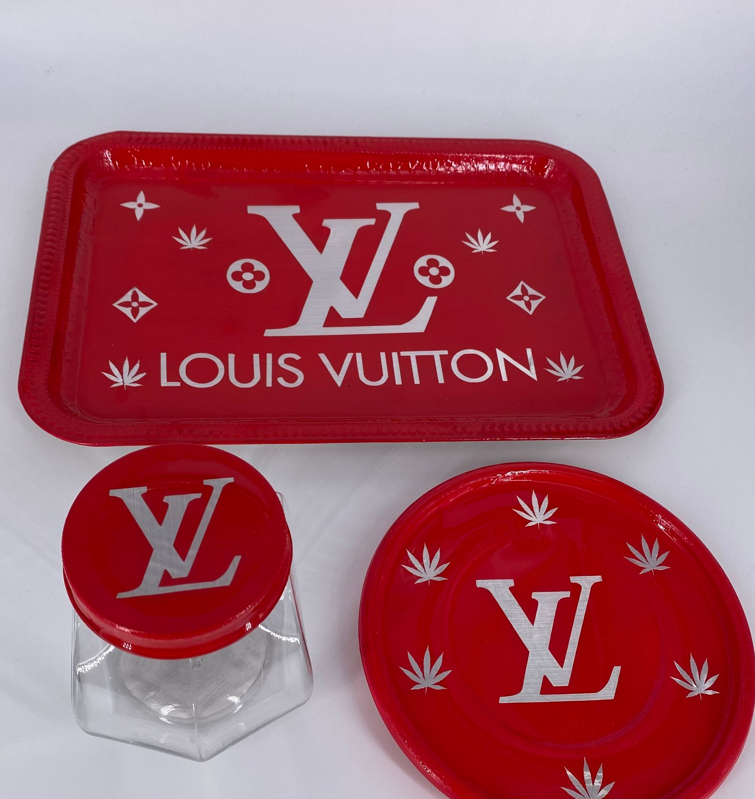 Louis Vuitton Rolling Tray, Ashtray And Stash Jar Set!