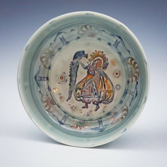 Porcelain Peacock Dancer Dish