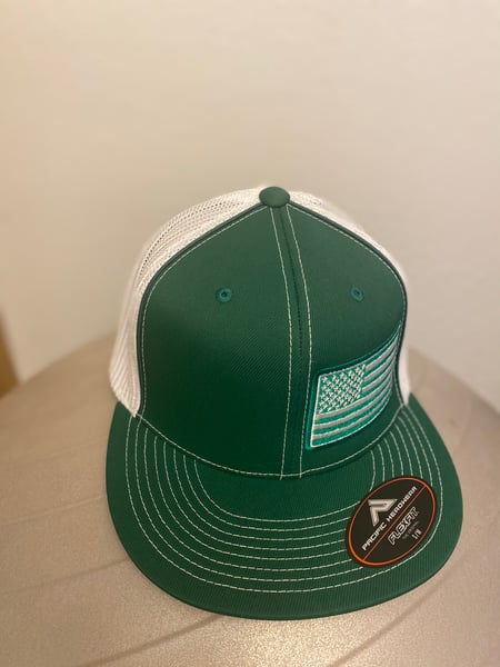 Image of Green and White Support hat! Embroidered Flag