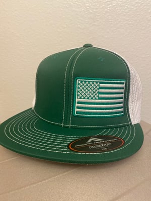 Image of Green and White Support hat! Embroidered Flag