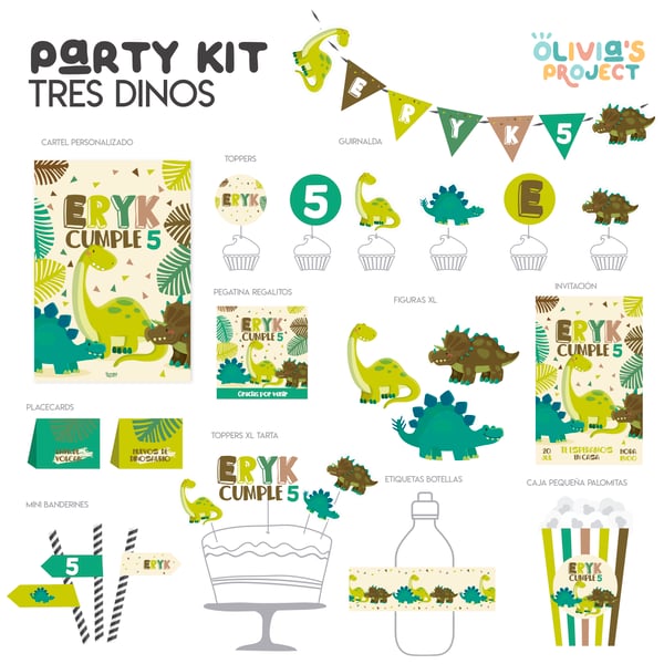 Image of Party Kit Tres Dinos